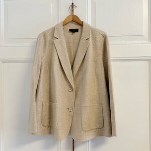 Talbots 18W Oatmeal Wool Blazer Unlined Classic Neutral Jacket